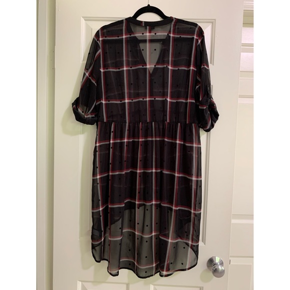 Torrid Plaid Sheer Chiffon Hi-Lo Babydoll Tunic 0X - Picture 2 of 9